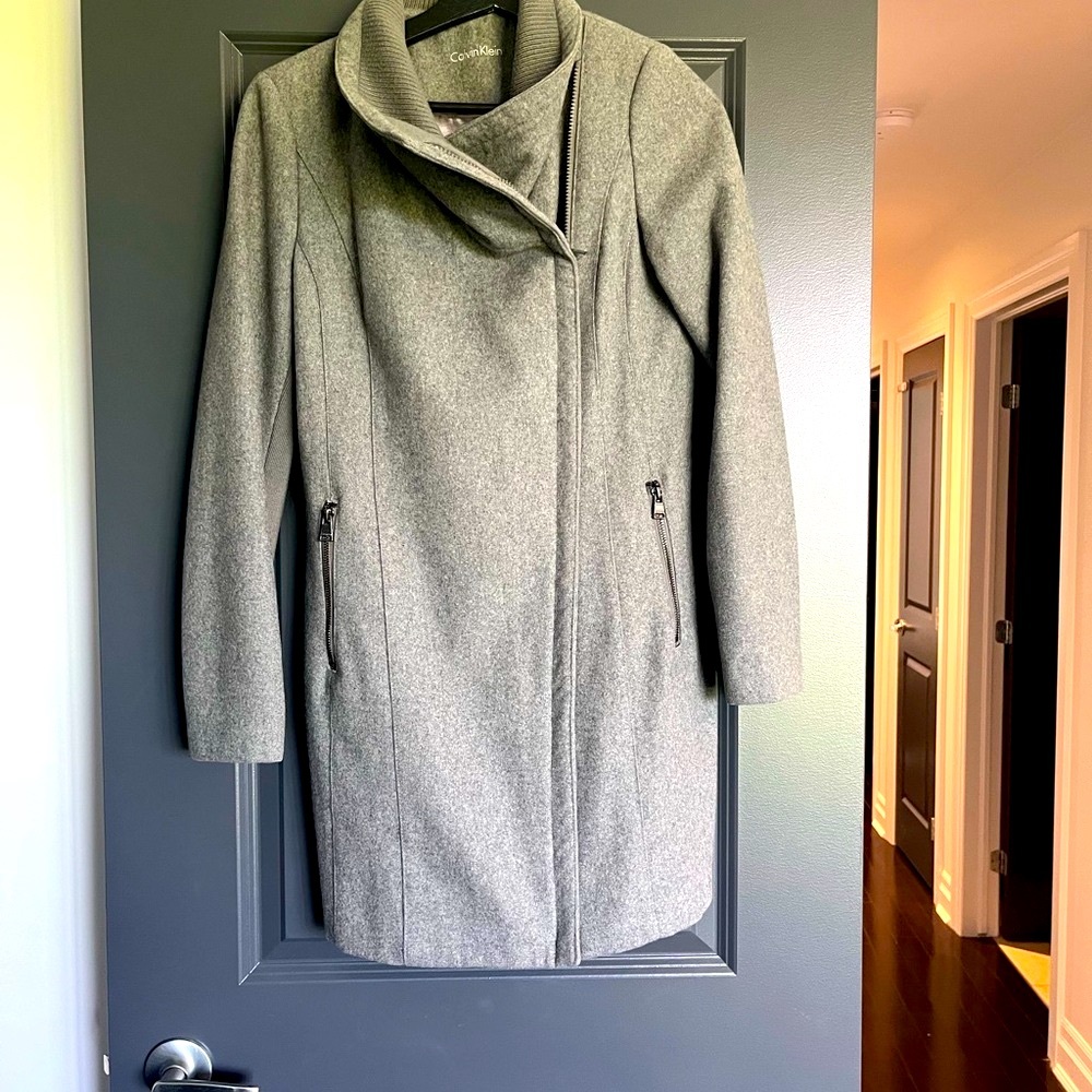 Fitted Calvin Klein Gray Wool Coat